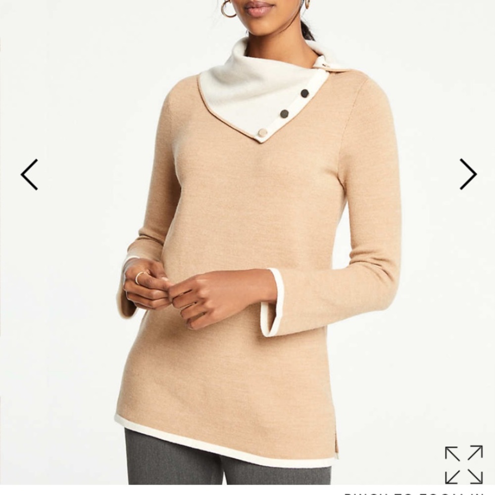 Button collar tunic sweater